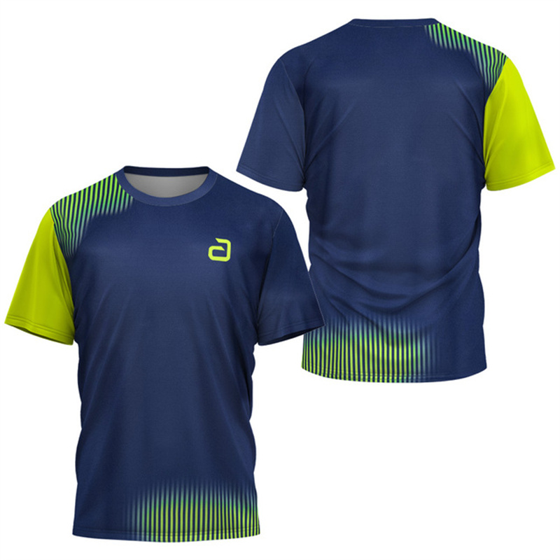 Table Tennis Japanese - Herren Tischtennis T-Shirt mit Unterstrom-Muster, Sommer-Tennis-Badminton-T-Shirt,