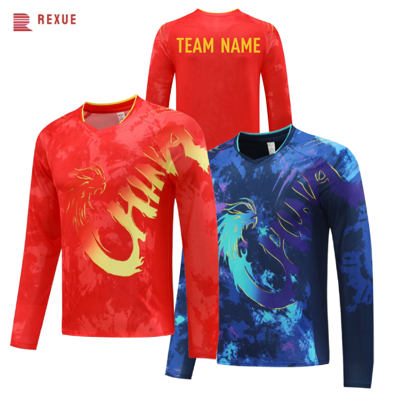 Table Tennis China - China Dragon Langarm Tischtennis Shirt rot