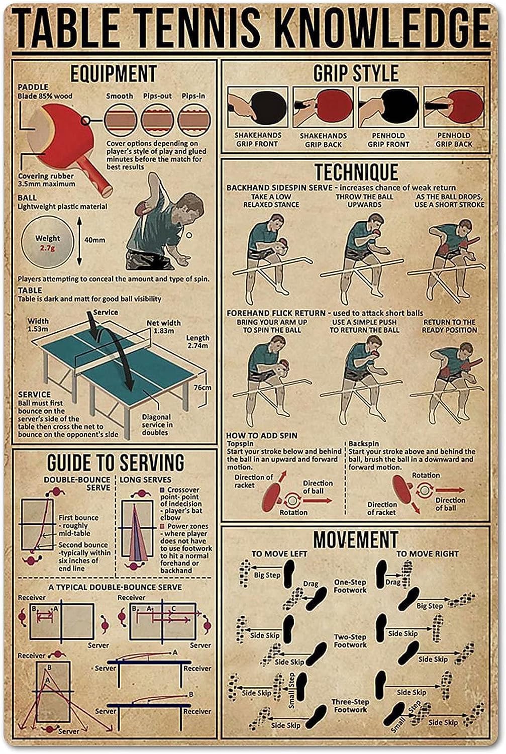 Tischtennis-Wissensposter, Ble – Table Tennis Knowledge Poster Bewertung und Preis